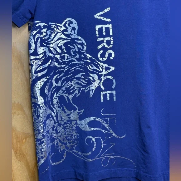 Versace Jeans Collection Blue Silver Graphic Tee